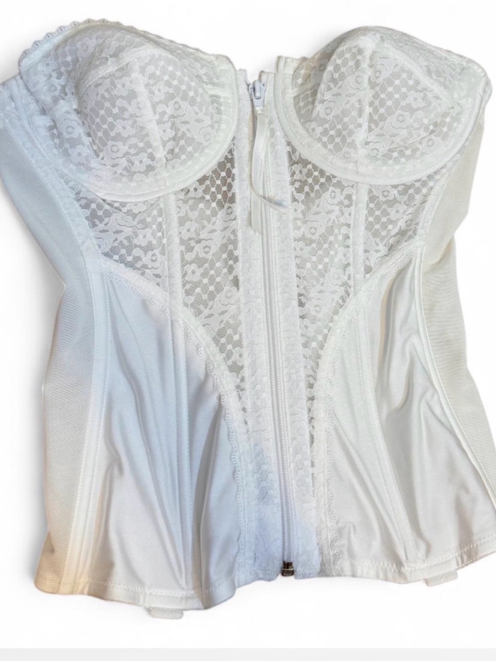 Vintage 80s White Lace Bustier Corset Top - 36C